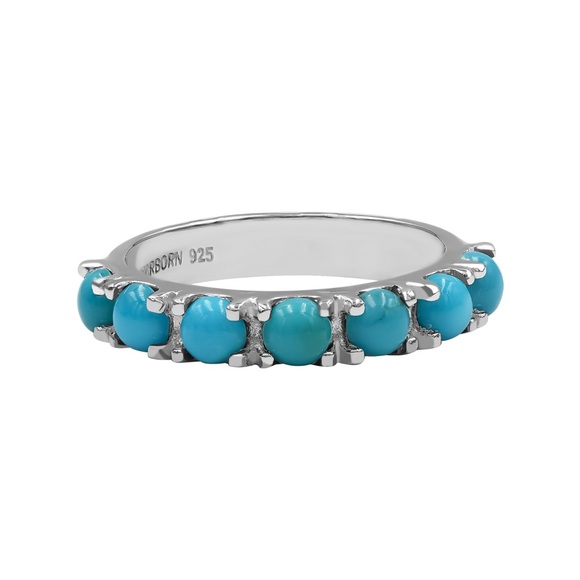 Campitos Turquoise Seven Stones Prong Set Ring in Sterling Silver - Picture 4 of 4